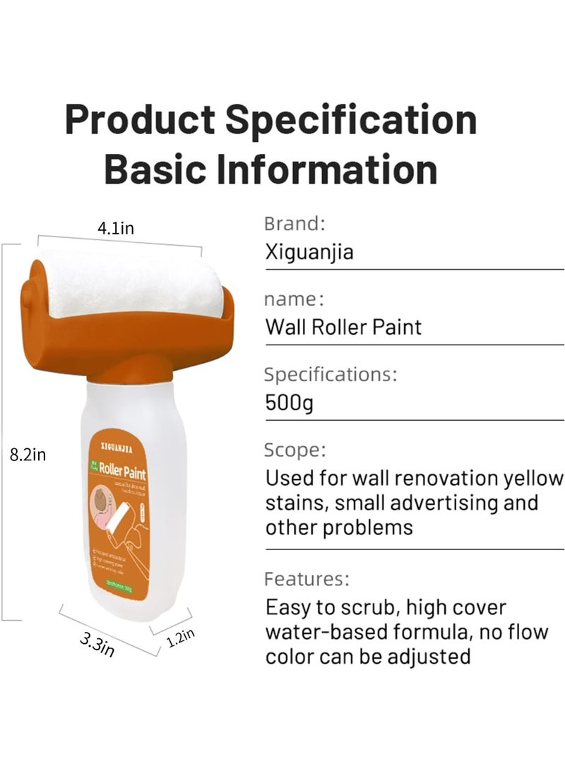 XIGUANJIA Drywall Repair Kit, Upgrade 500g Large Capacity White Paint with Roller, Wall Surface Scratch Quick and Easy Solution, Small Roller Brush Repair Kit - White - Image 4